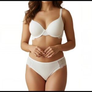 lightly padded lace wired bra set white women Pakistan