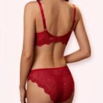 Red padded wired lingerie set with floral lace by LoftyComfort