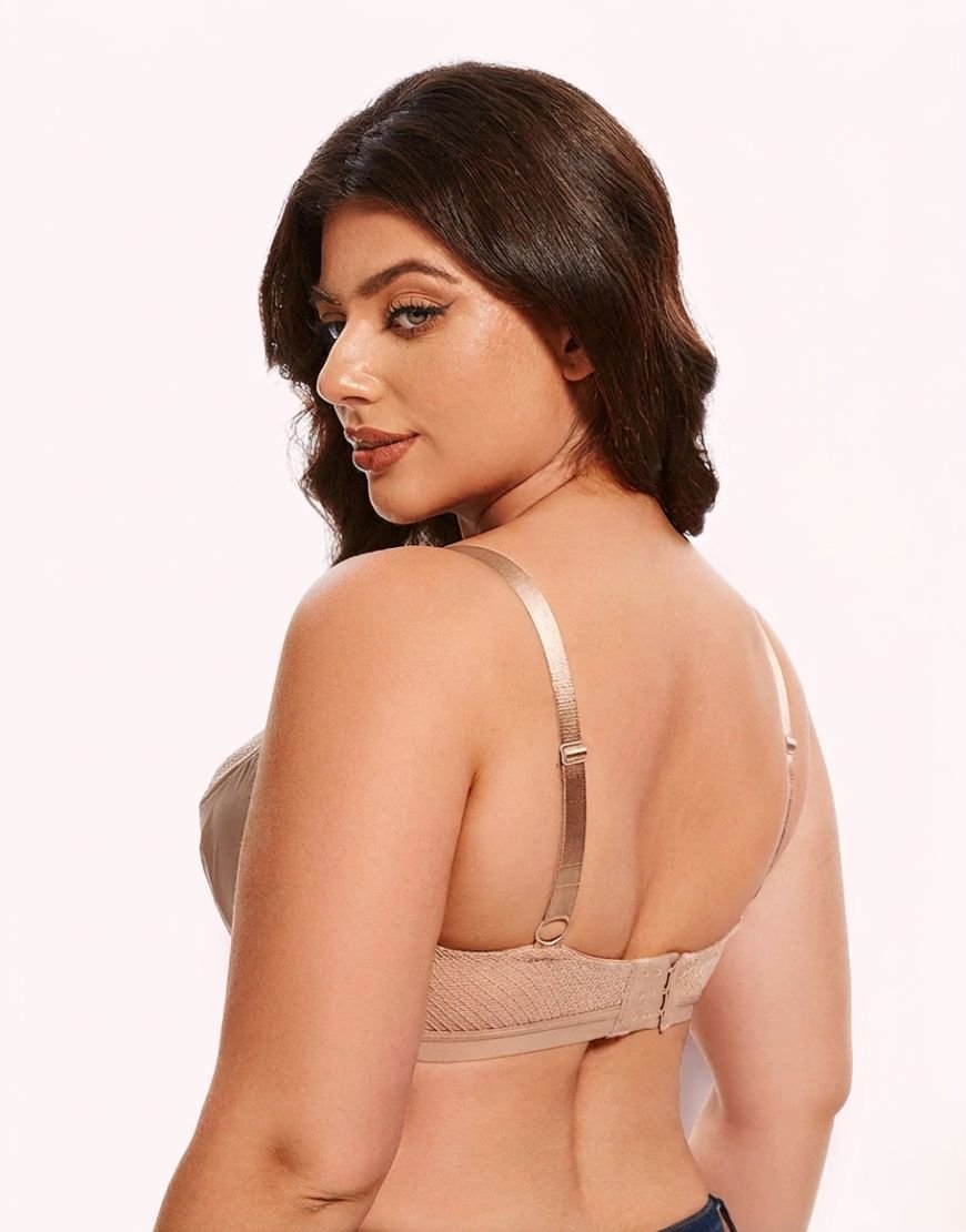 Curvy Cut & Sew Lace Neckline Double Layer Wired Bra