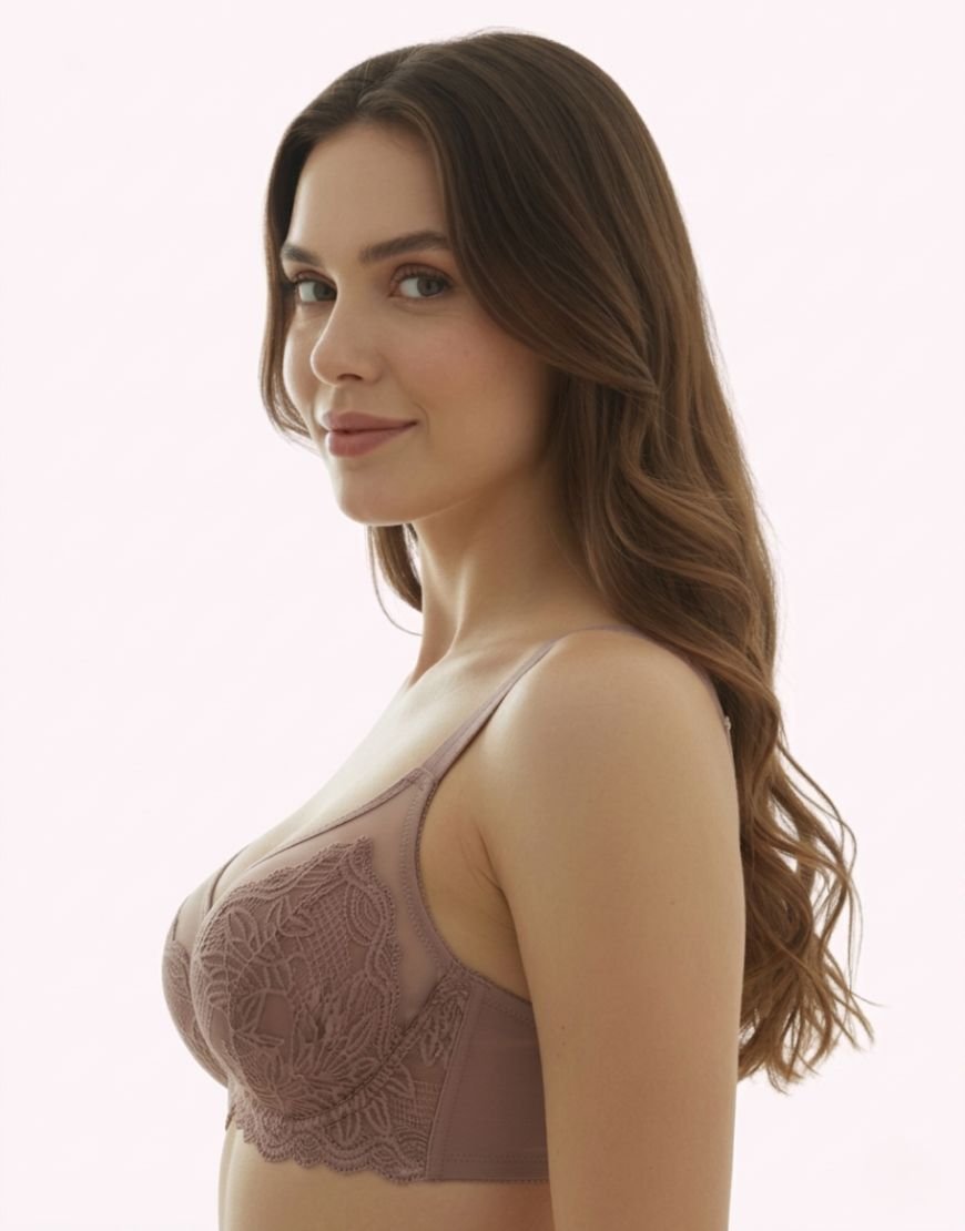 Mauve full coverage floral lace bra with by LoftyComfort