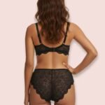 Black padded wired lingerie set with floral lace by LoftyComfort
