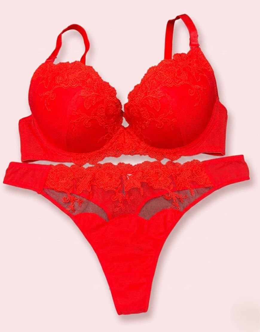 Red Lace Bra Set