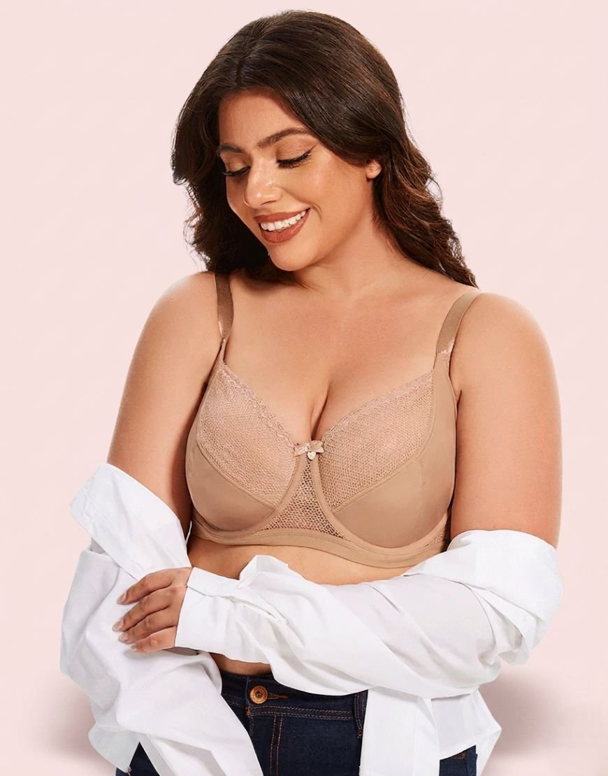 Curvy Cut & Sew Lace Neckline Double Layer Wired Bra