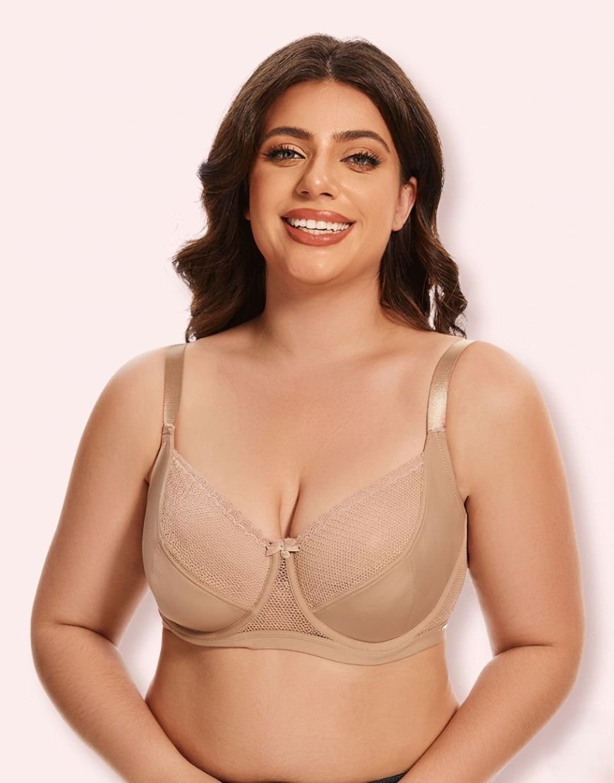 Curvy Cut & Sew Lace Neckline Double Layer Wired Bra