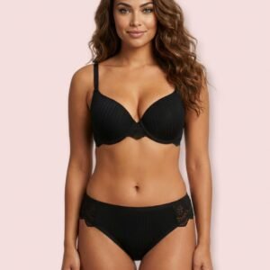 Black padded wired lingerie set with floral lace by LoftyComfort