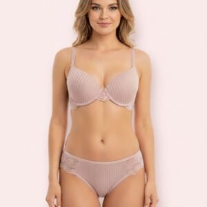Rose mauve padded wired lingerie set with floral lace by LoftyComfort
