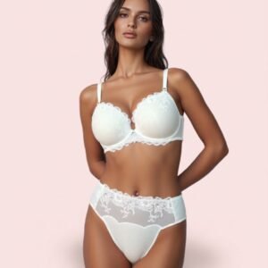 LoftyComfort white floral lace bra and panty set with embroidery Floral Lace Bra Set