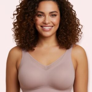 LoftyComfort skin tone wireless posture corrector bra with mesh detail