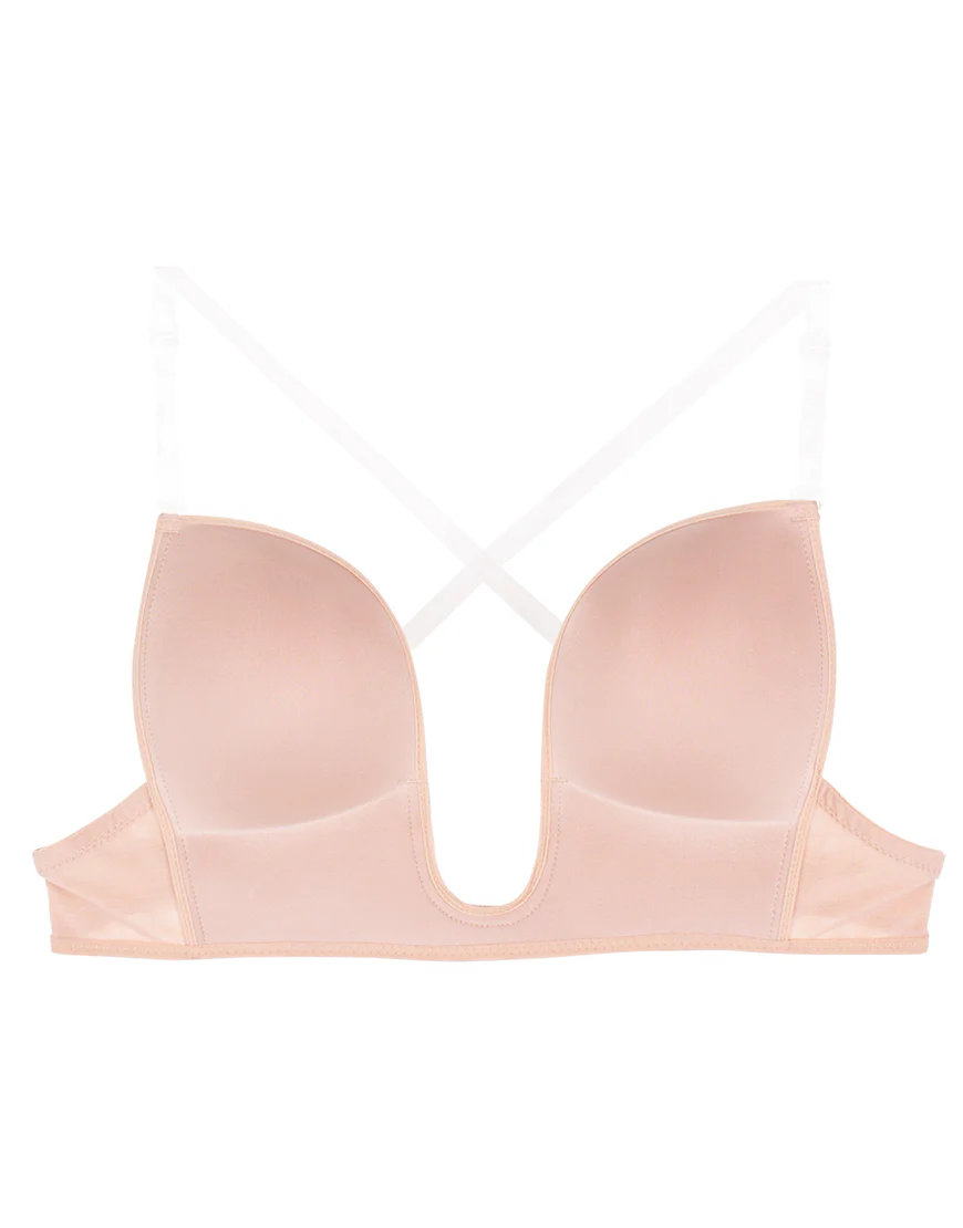 Deep Plunge Push-UP Strappy Back Wired Bra