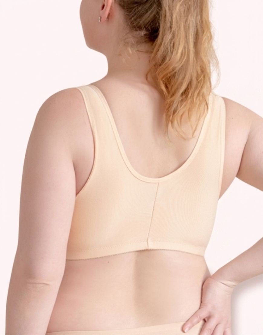 Cotton Front-Open Post-Surgical Bra with Pockets – Skin