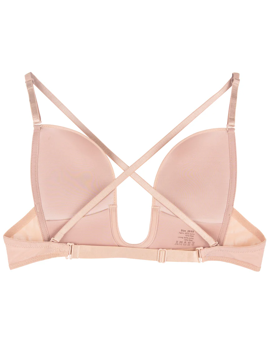 Deep Plunge Push-UP Strappy Back Wired Bra