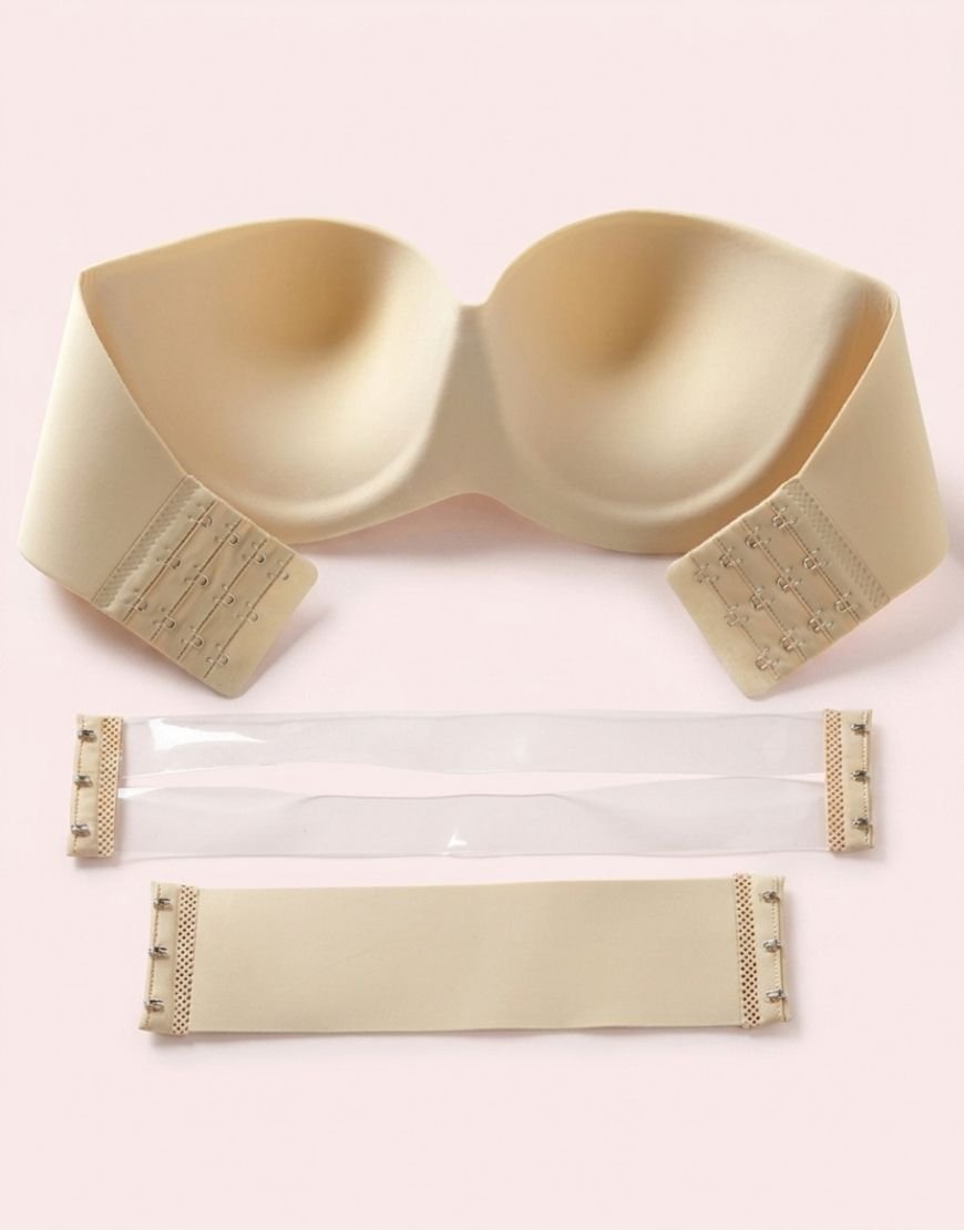 Multi-Way Deep V Strapless Bra with various interchangeable straps.