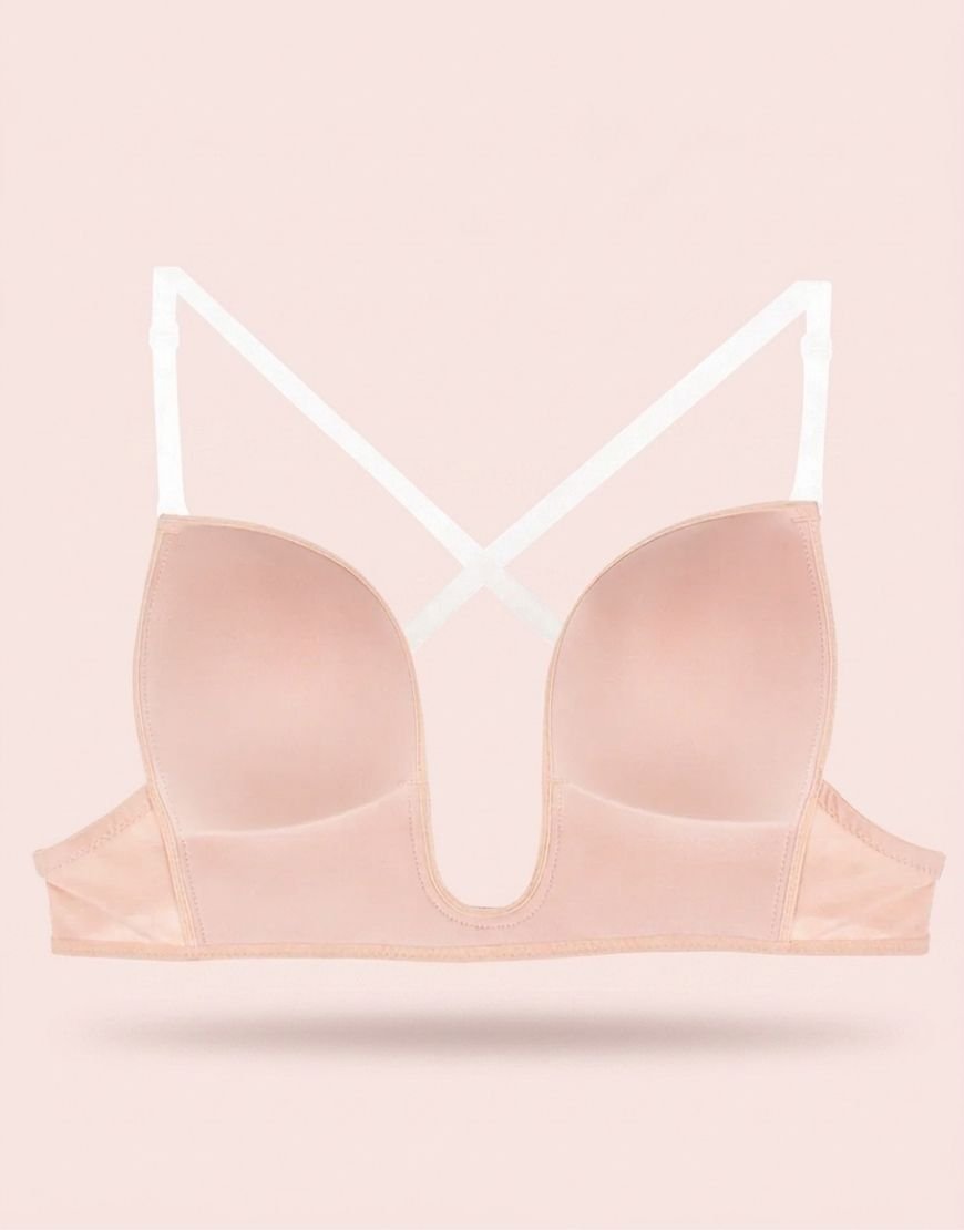 Deep Plunge Push-UP Strappy Back Wired Bra