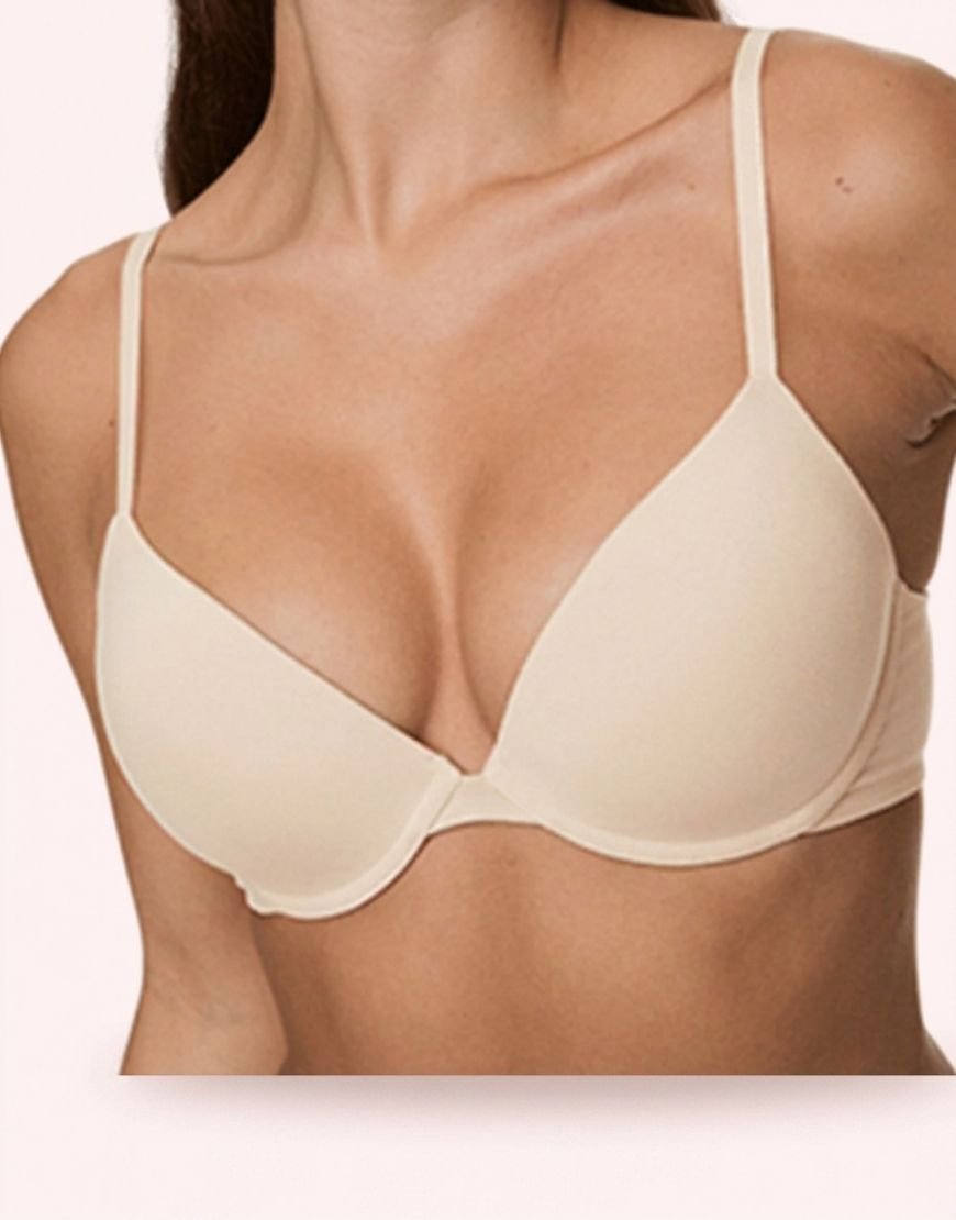 Deep Plung Lightly Padded Wired Cotton T-Shirt Bra
