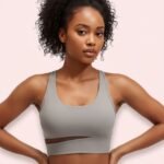 Grey Mesh Cutout Sports Bra