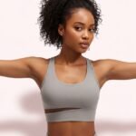 Grey Mesh Cutout Sports Bra