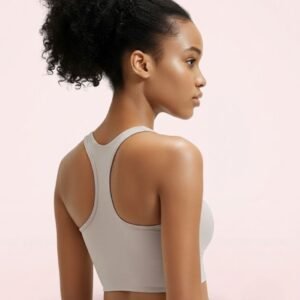 Grey Mesh Cutout Sports Bra