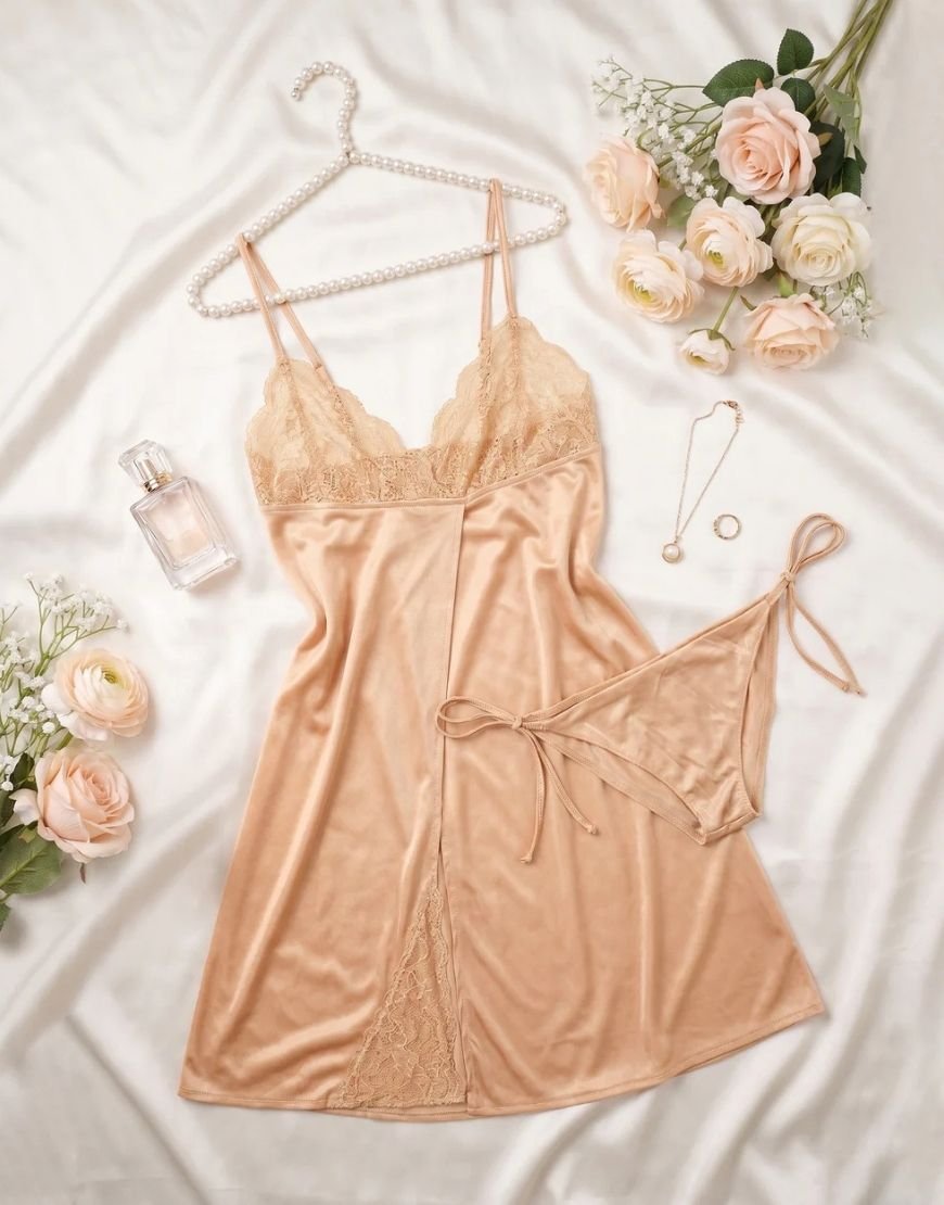 Satin Lace Lingerie Set