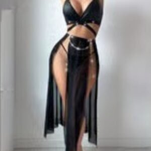 Black Faux Leather Lingerie Set