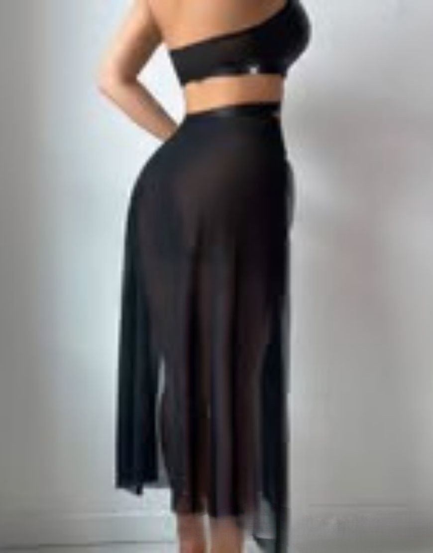 Black Faux Leather Lingerie Set