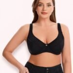 Curvy Double Layered Minimizer Wired Bra Black Black