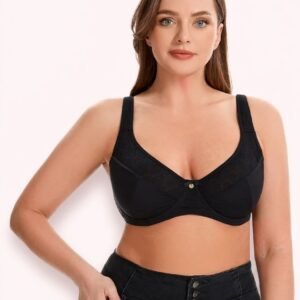 Curvy Double Layered Minimizer Wired Bra Black Black
