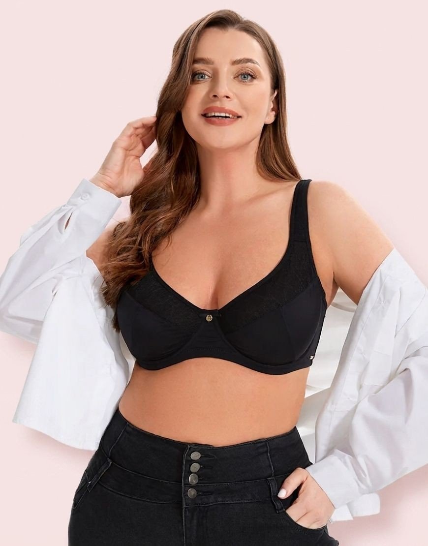 Curvy Double Layered Minimizer Wired Bra Black