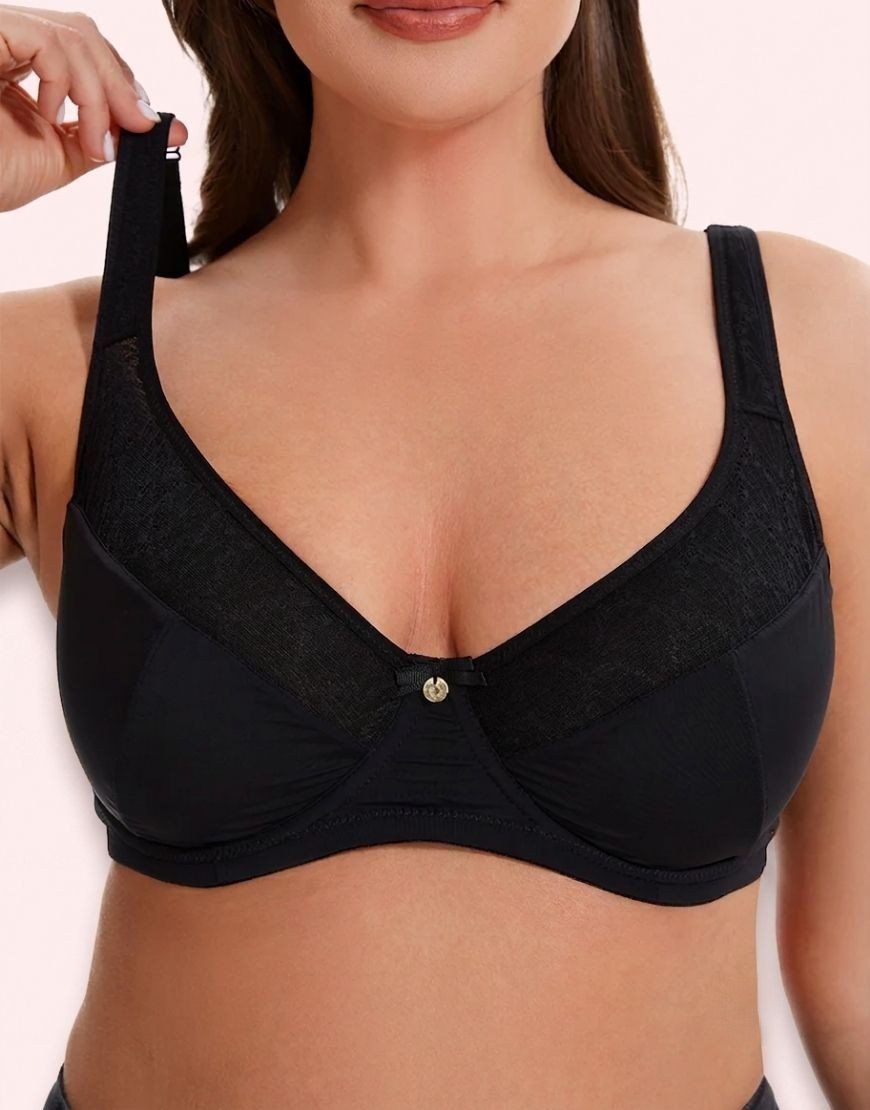 Curvy Double Layered Minimizer Wired Bra Black