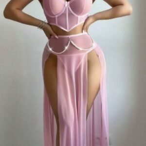 Sheer Pearl Chain Lingerie Set