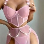 Sheer Pearl Chain Lingerie Set