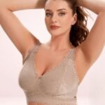 Curvy Double Layered Minimizer Lace Bra-BEIGE