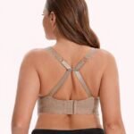 Curvy Double Layered Minimizer Lace Bra-BEIGE