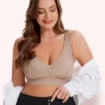 Curvy Double Layered Minimizer Lace Bra-BEIGE