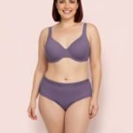 Double Layered Wired Bra with Matching Panty | Purple Grey Set