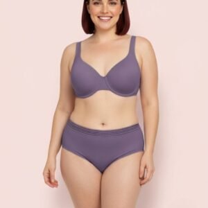 Double Layered Wired Bra with Matching Panty | Purple Grey Set